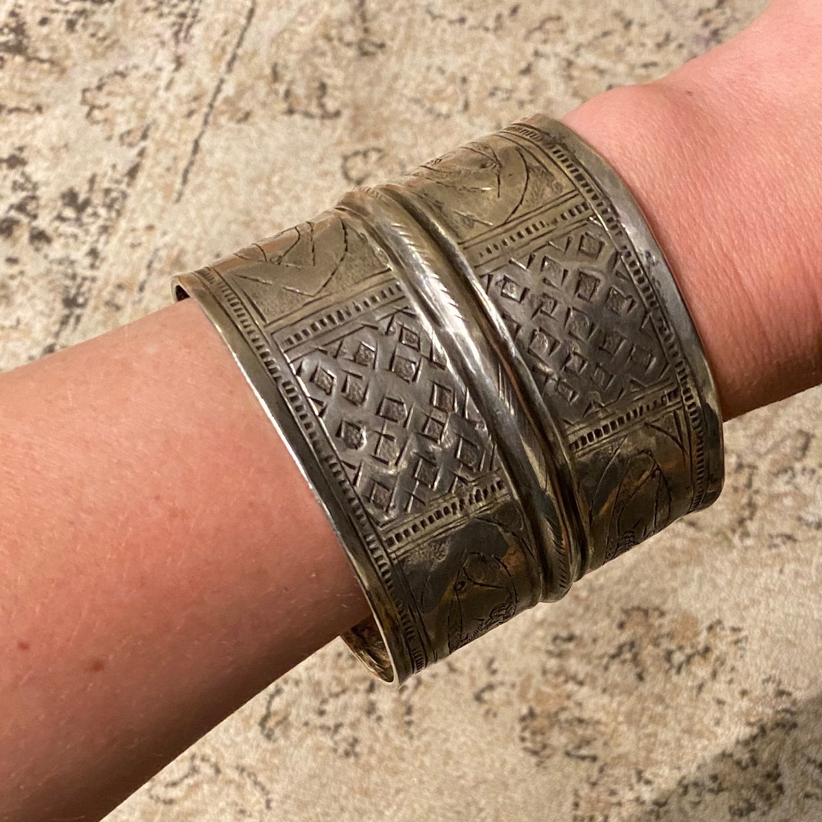 Wide Antique Burmese Silver Cuff