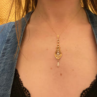 Dewdrops and Snow Edwardian Lavalier Necklace