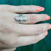Dramatic Three Diamond Filigree Knuckle Ring