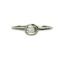 Antique Table cut Diamond in Recycled White Gold - Gem Set Love