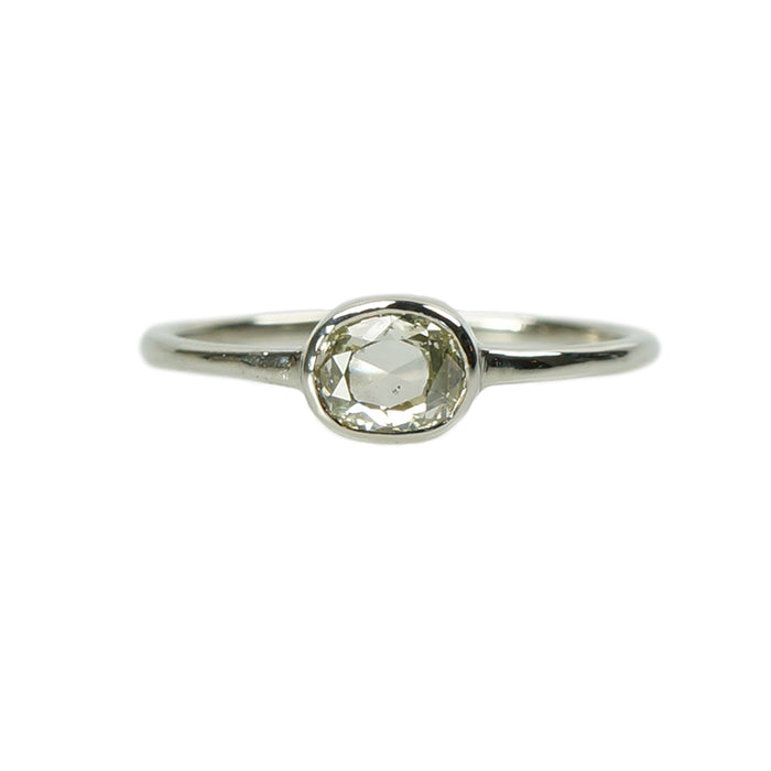 Antique Table cut Diamond in Recycled White Gold - Gem Set Love