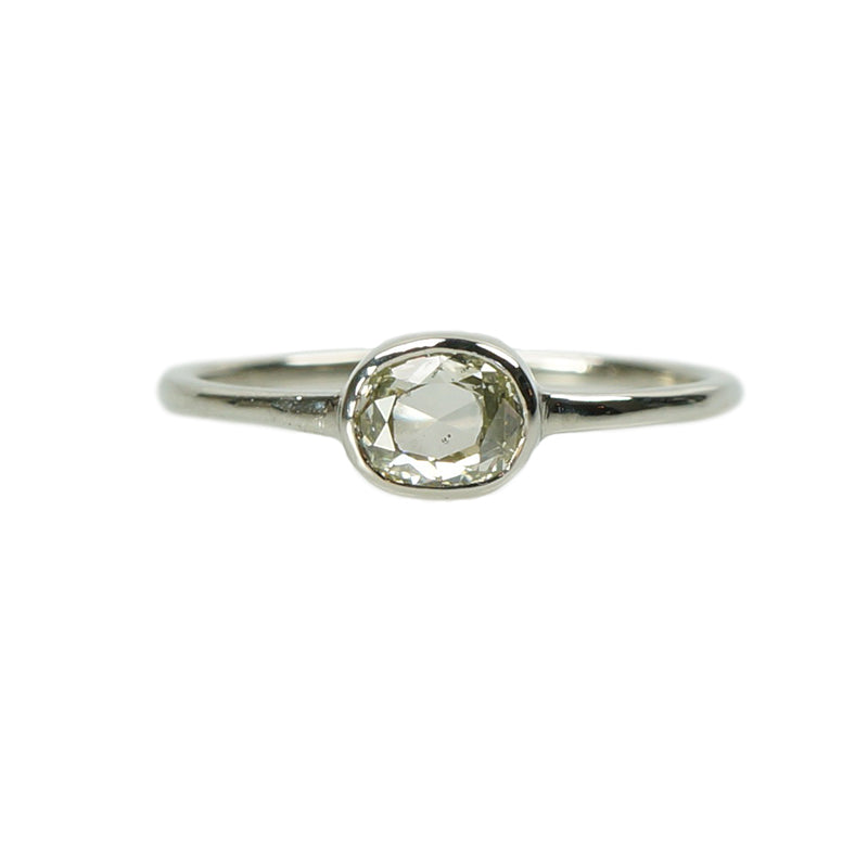 Antique Table cut Diamond in Recycled White Gold - Gem Set Love