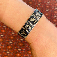 Niello Enamel & Sterling Panel Bracelet