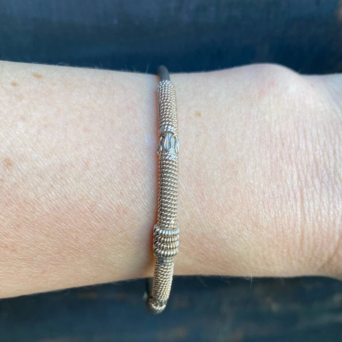 Slim Balinese Silver Filigree Cuff Bracelet