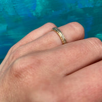 Two Tone Art Deco Engraved Wedding Band