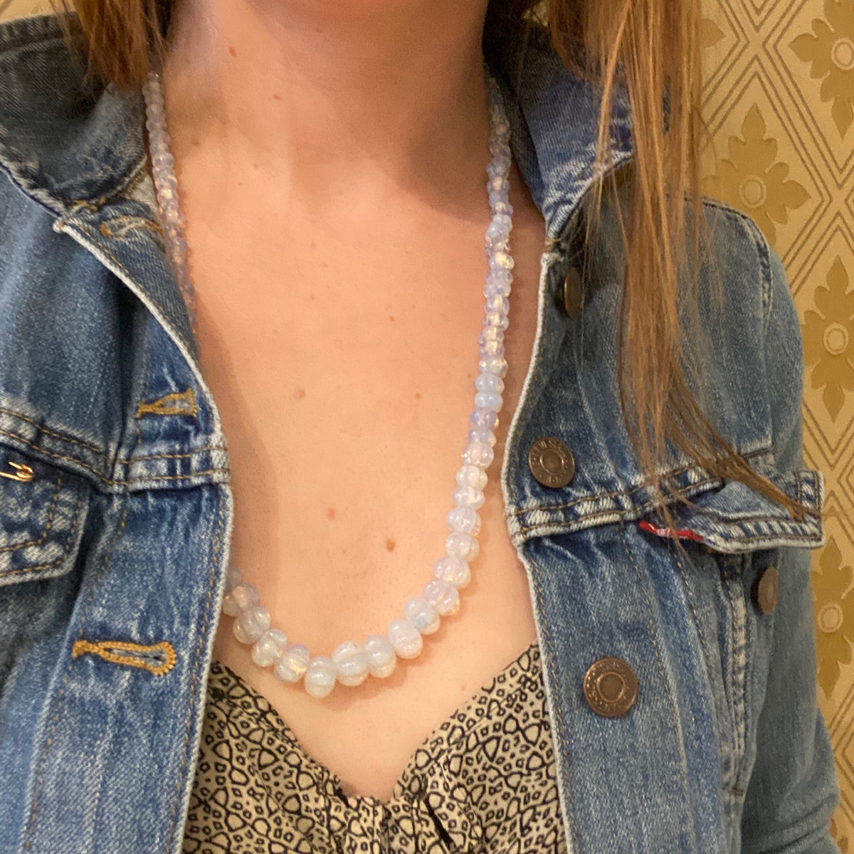 Edwardian Venetian Opaline Bead Necklace