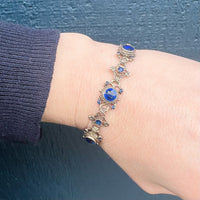 Elaborate Silver Gilt & "Sapphire" Paste Antique Bracelet