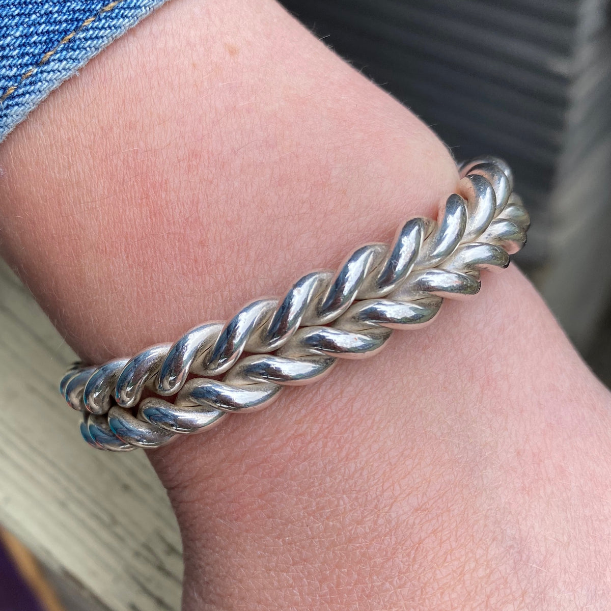Double Twist Sterling Silver Cuff