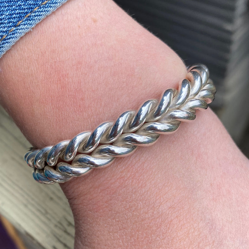 Double Twist Sterling Silver Cuff