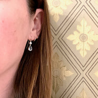 Pear Shaped Aquamarine and Antique Diamond Earrings by GSL