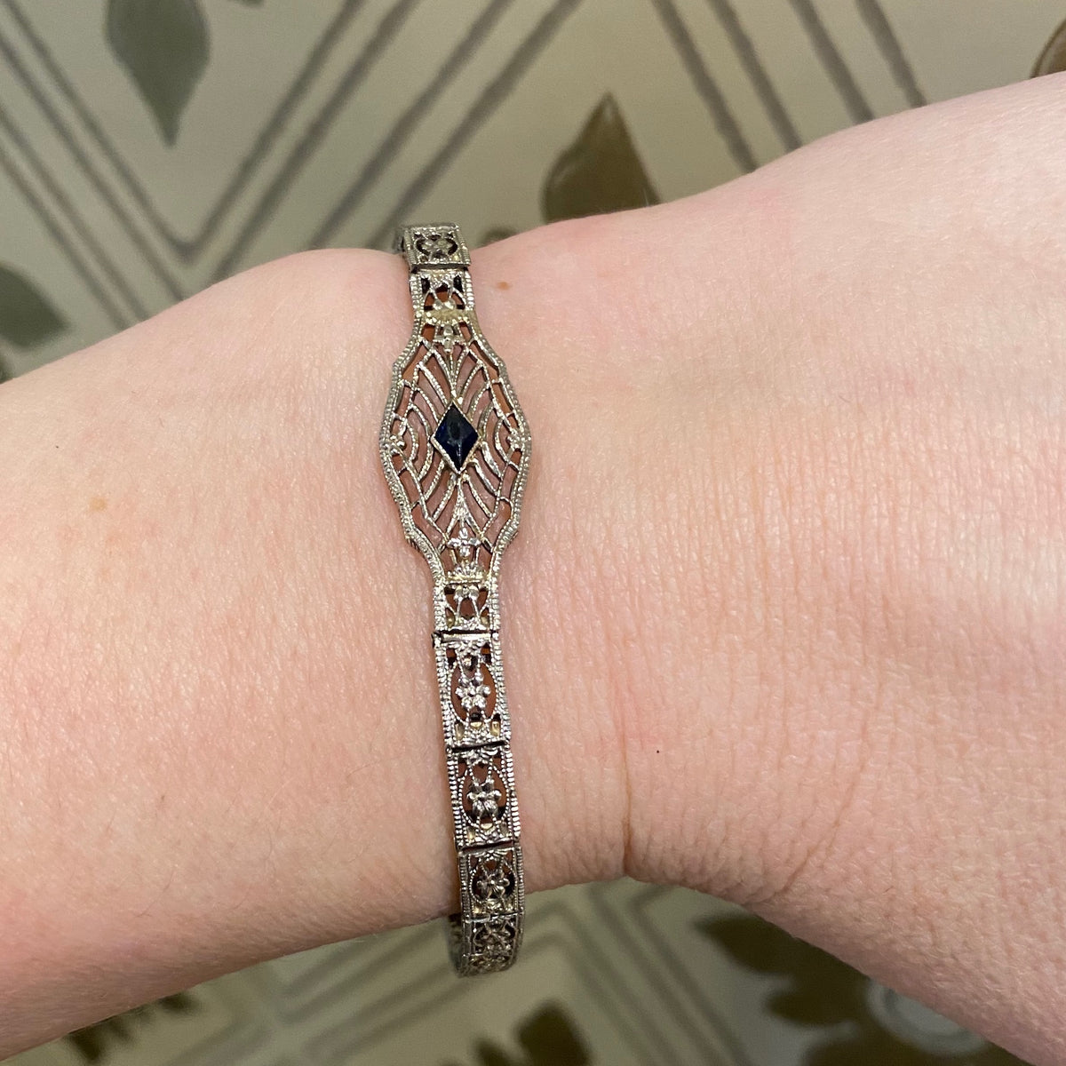 Vintage Belais White Gold Filigree Bracelet