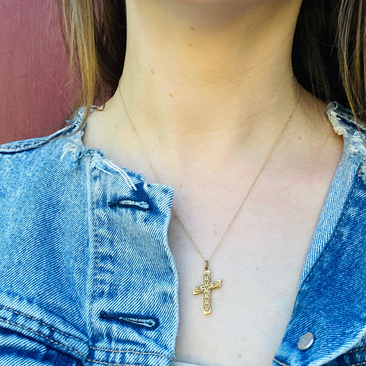 Jaunty Gold Cross with Applied Details