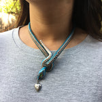 Vintage Silver Enamel Snake Necklace