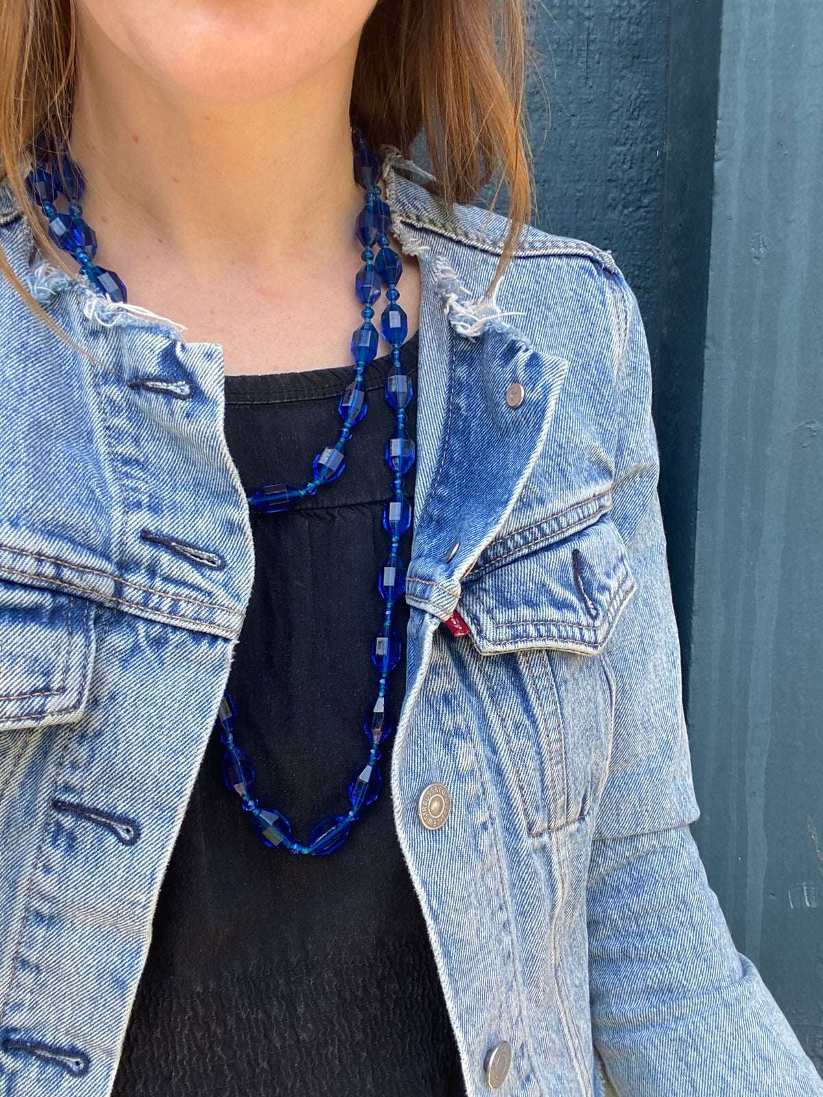 Extra Long Navy Blue Flapper Beads