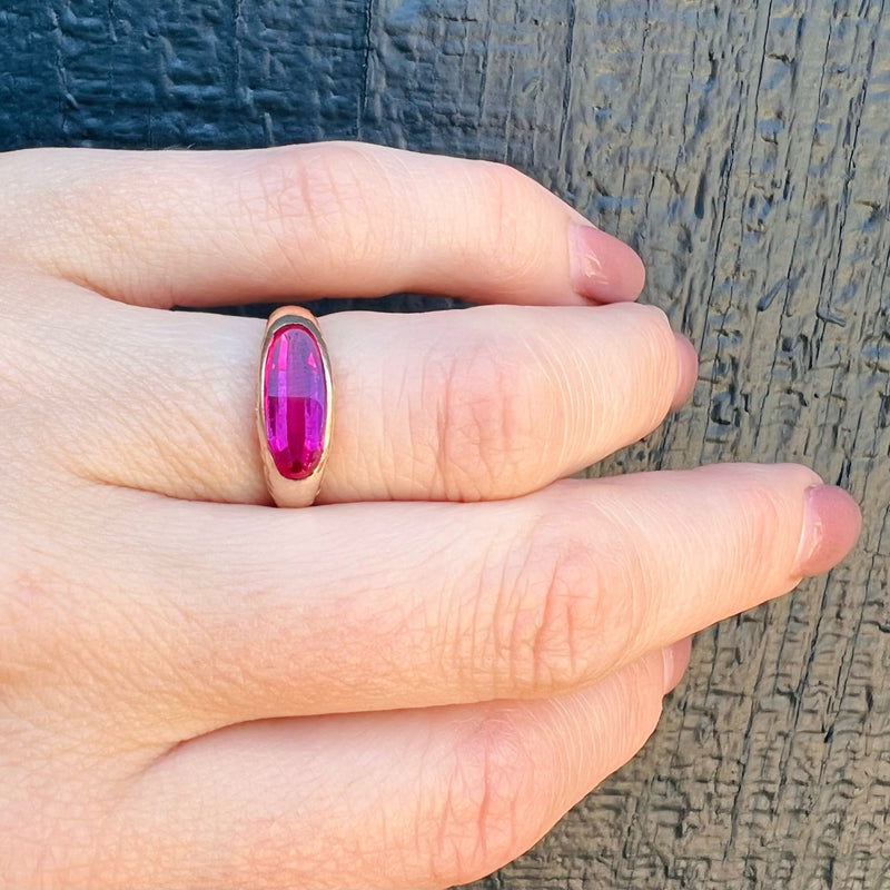 Sleek & Chic Curved Synthetic Ruby Band