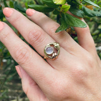Imaginative Two-Tone Retro Ring with Moonstone