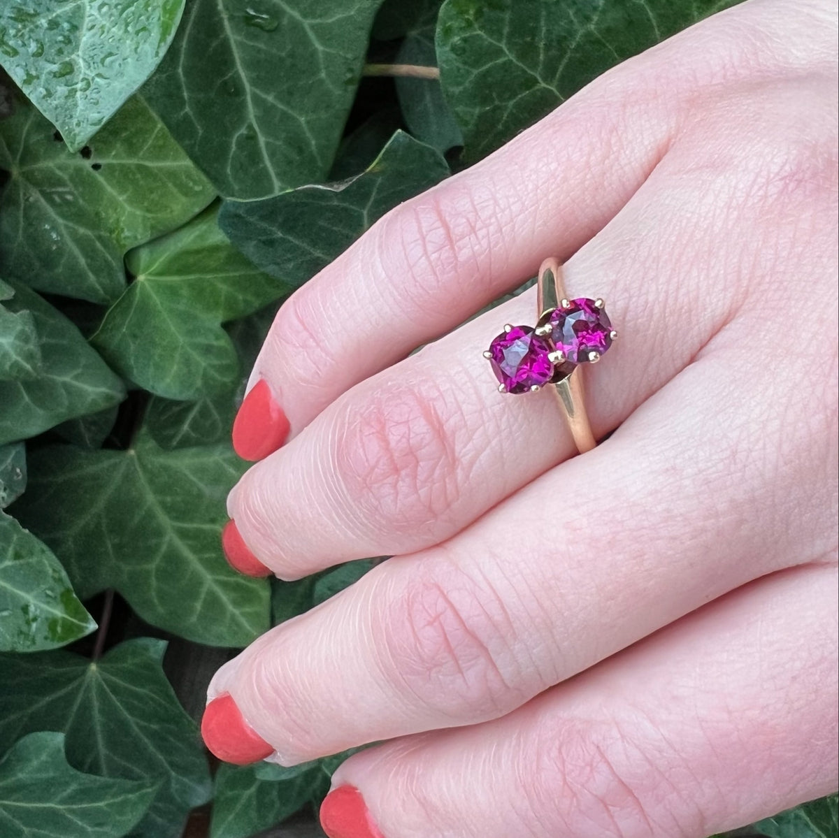 Star Facet Garnet 19thc Ring