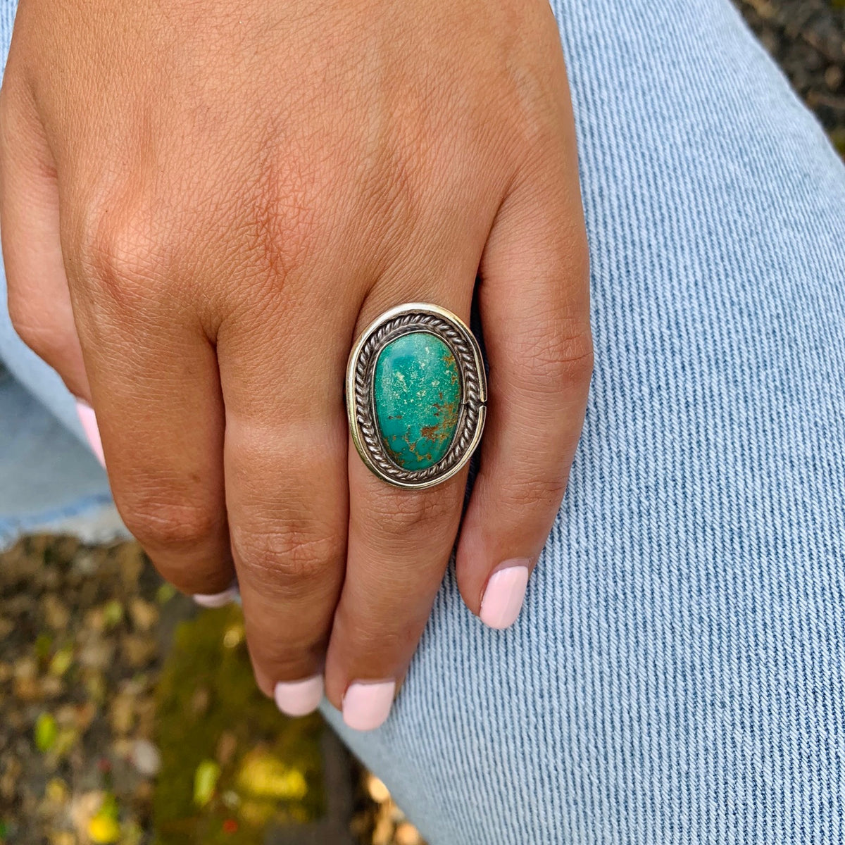 Gorgeous Green Hand Made Silver Ring