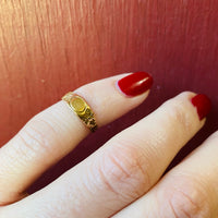 Adorable Gold Signet Ring with Clovers