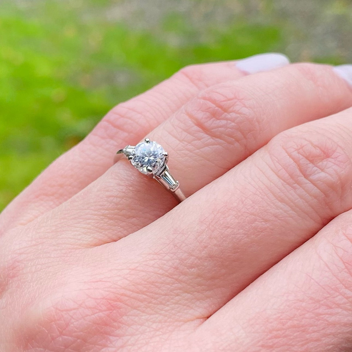 Refined Mid Century Diamond Engagement Ring