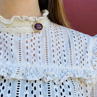 Rich Purple Amethyst Brooch with Pearl Halo