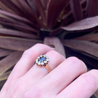 The 19th Century Sapphire and Chunky Diamond Halo Ring
