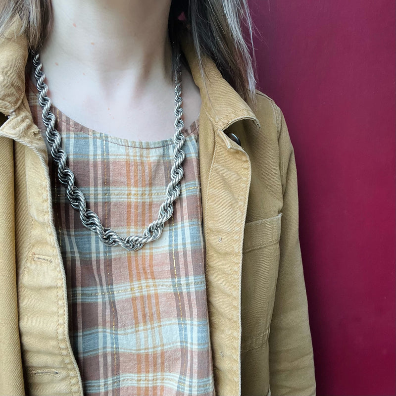 Supple & Sophisticated Graduated Silver Rope Chain