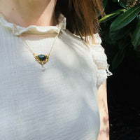 Art Nouveau Opal Diamond and Pearl Necklace