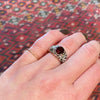 Green Man Recycled Silver & Garnet Ring