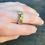 Peridot Spangled  Silver "Bramble" Band