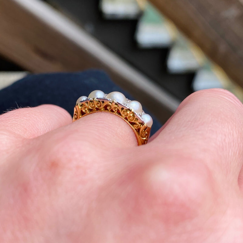 Victorian Dream Ring with Pearls & Diamonds