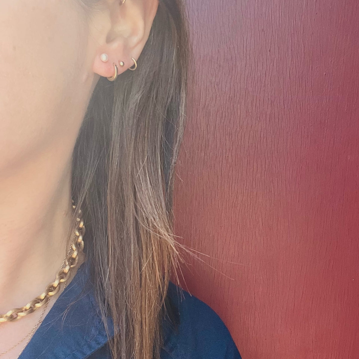 Petite Cultured Pearl Studs in 14k White Gold