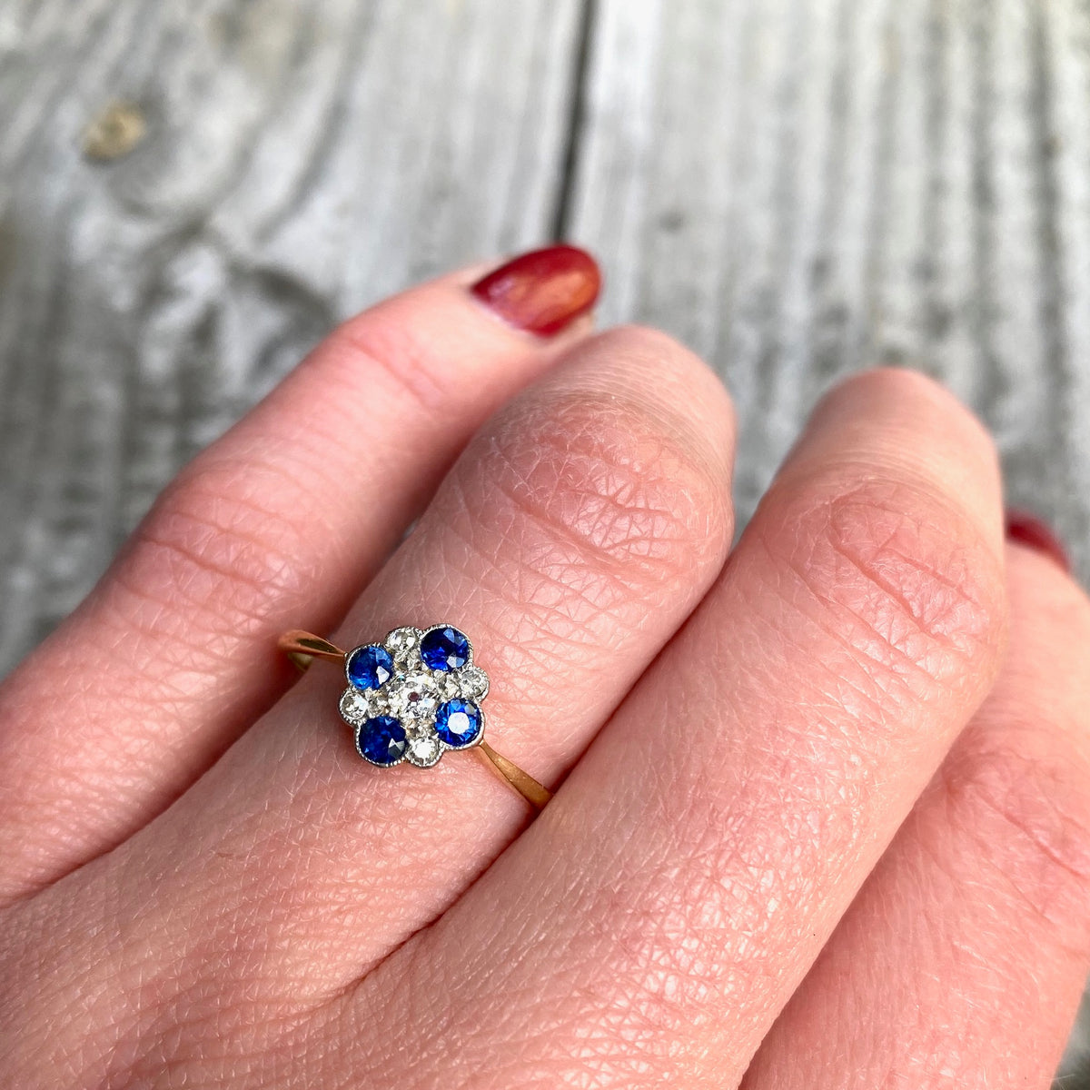 X Marks The Spot A Delightful Antique Diamond and Sapphire Ring