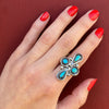 Turquoise Teardrops & Circles Sterling Ring