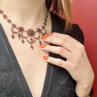 Sultry Bohemian Garnet Swag Necklace