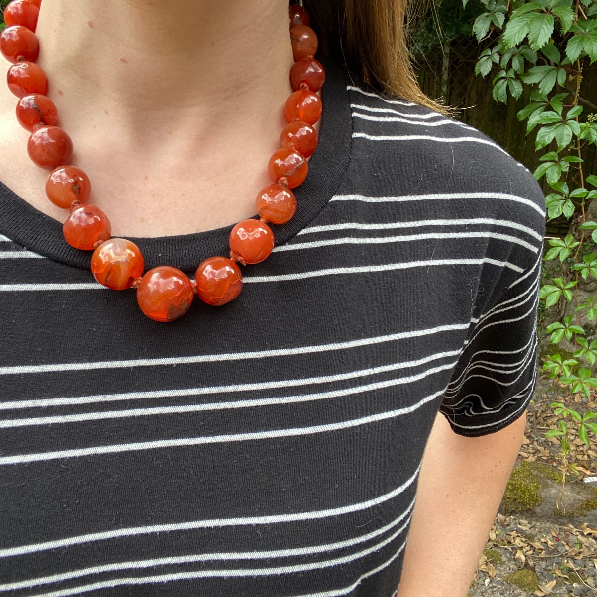 Vivid Carnelian Chunky Bead Necklace