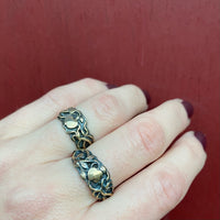 Rare Matched 19thc Wedding Bands Gold Vines on Silver