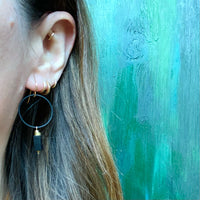 Brass & Black Tourmaline Earrings by Brin