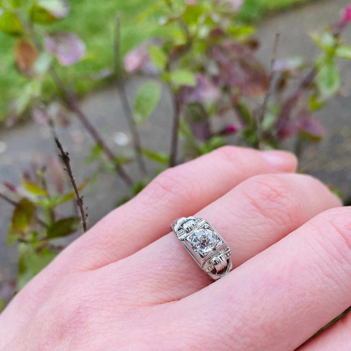 Industrial Chic Old Mine Diamond Engagement Ring