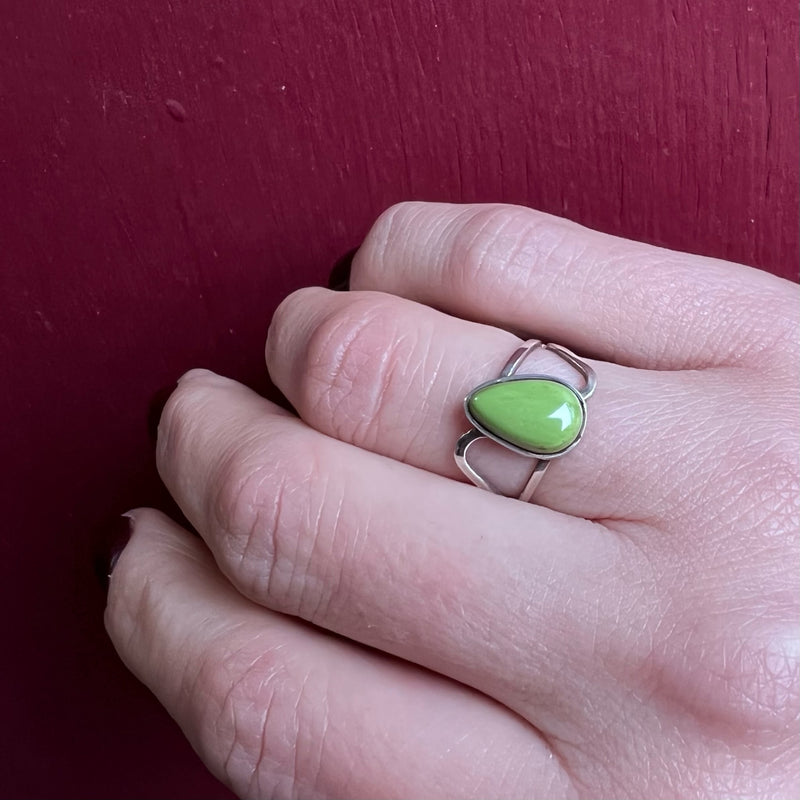 Olive Green Turquoise in Sterling Ring