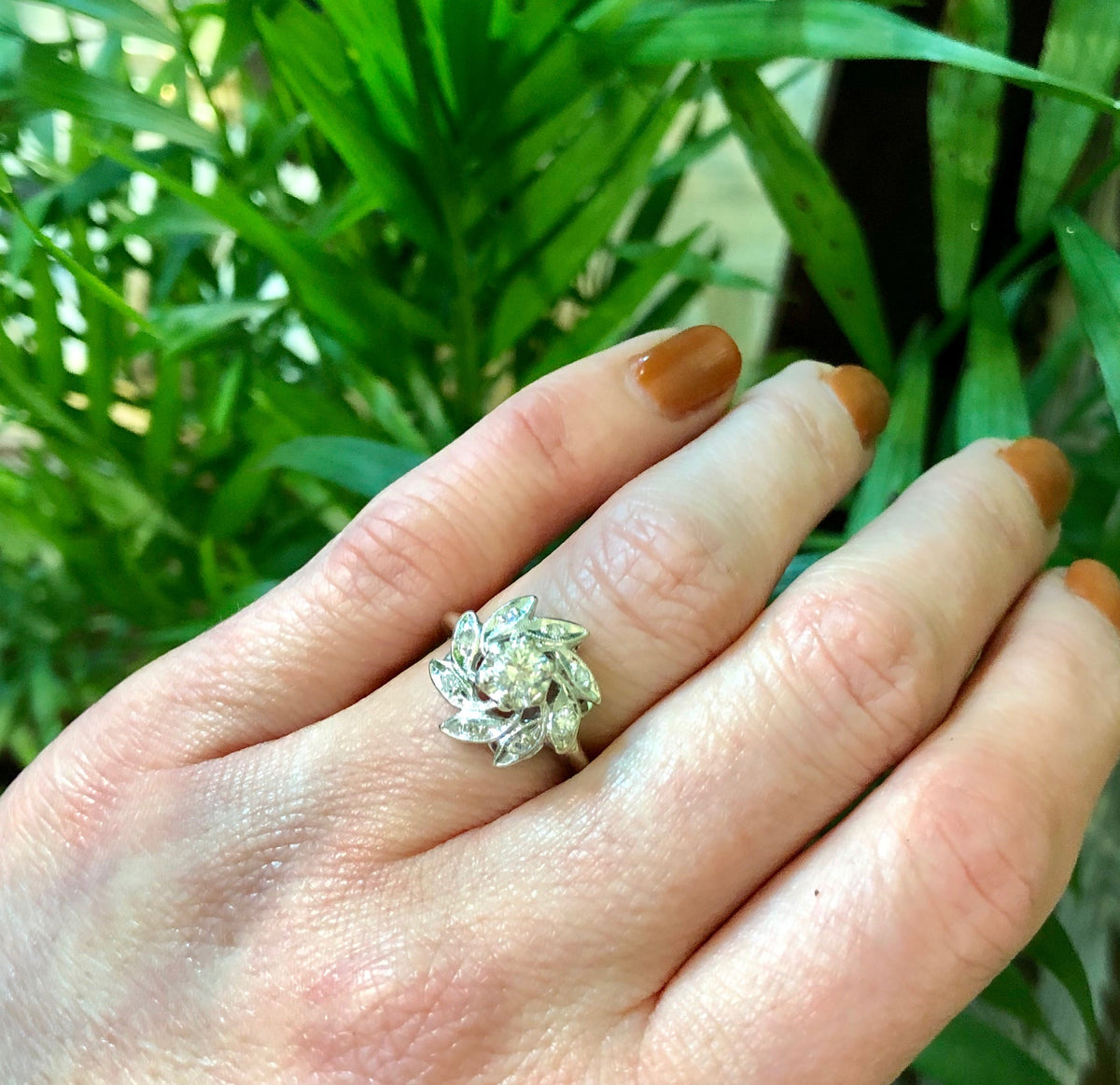 Diamond and White Gold Pinwheel Ring