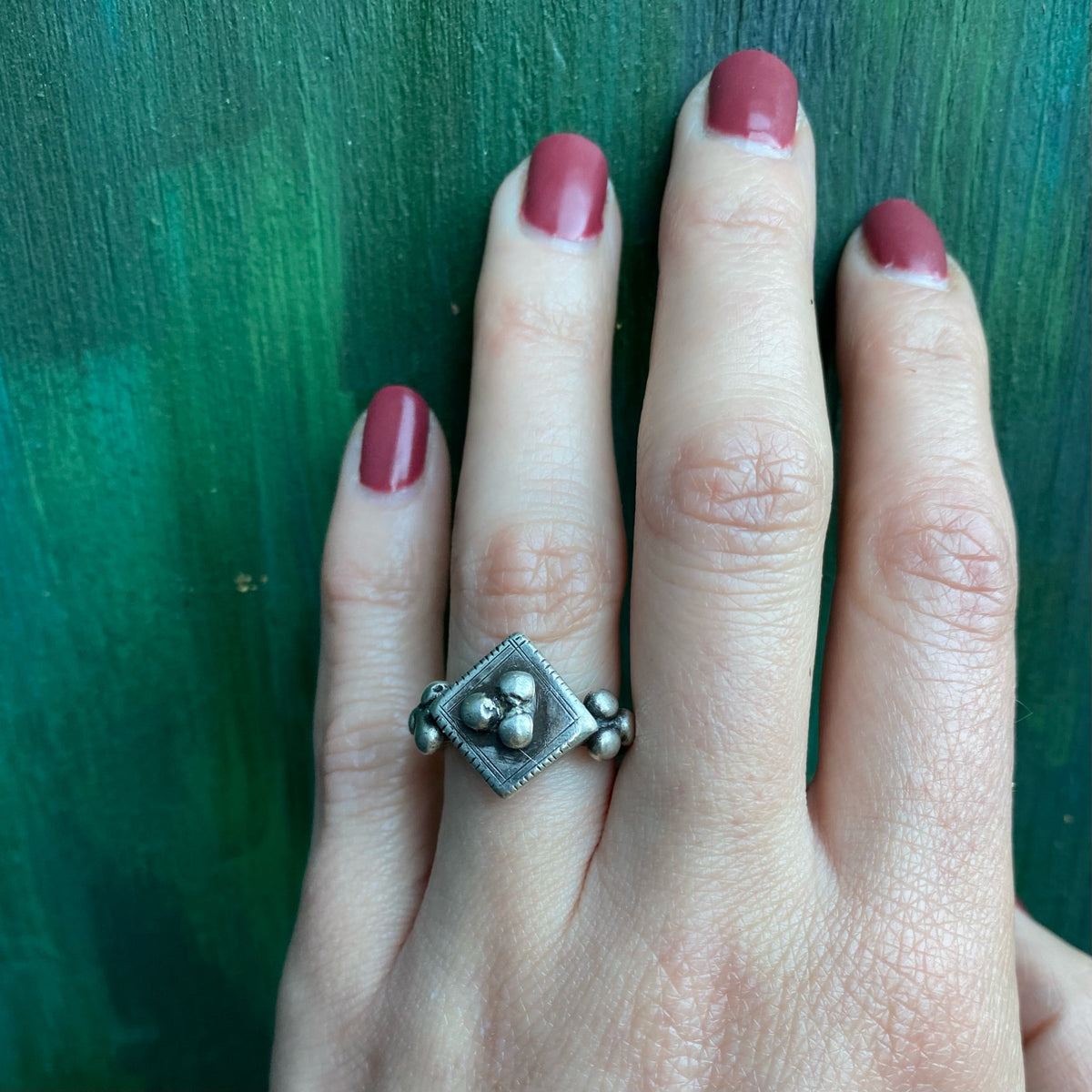 North African Silver Beaded Tuareg Ring