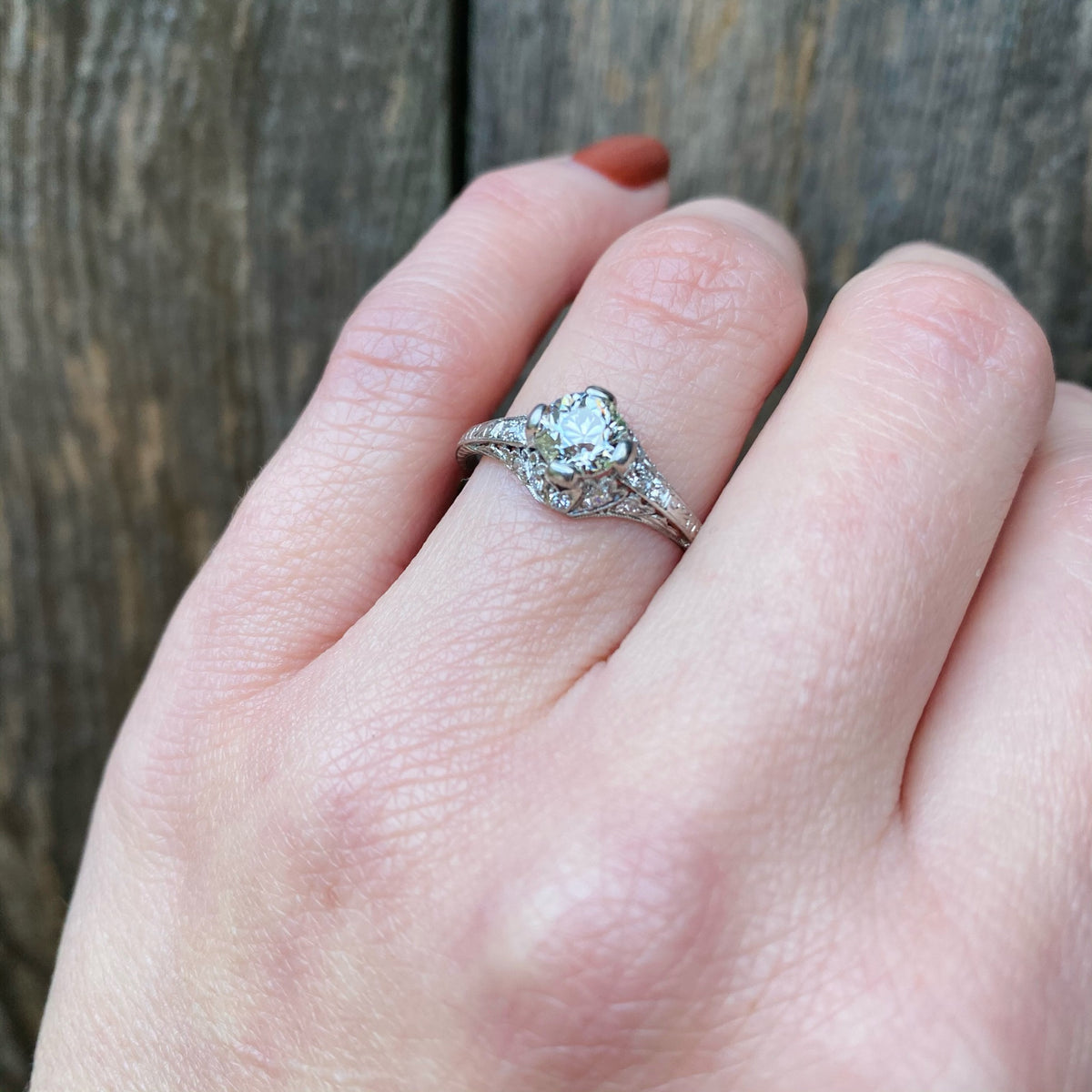 Lovely Platinum Edwardian OEC Diamond Engagement Ring