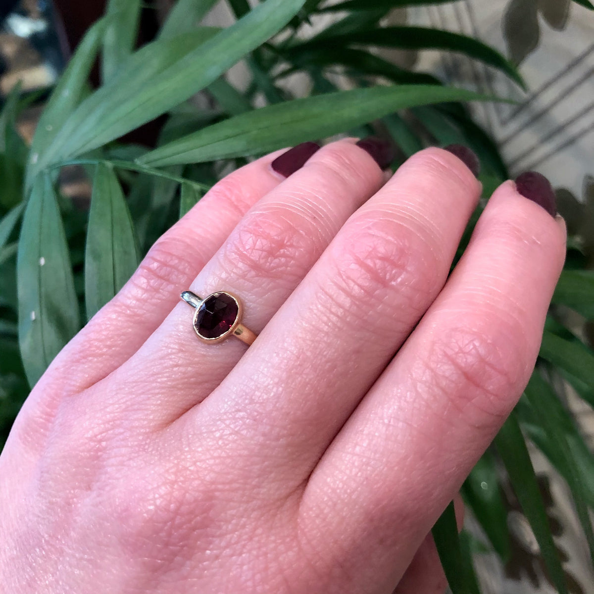 The Vintage Oval Rose Cut Garnet Ring by GSL