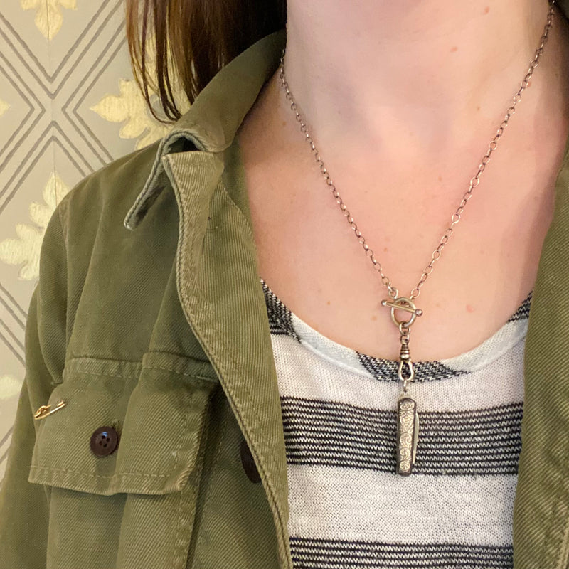 Tough & Sweet Silver Plate Tiny Knife Necklace