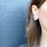 Pretty Pastel Pink Glass Leaf Jomaz Earrings