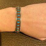 Zuni Needle Point Silver Cuff Signed E. L. Lonasee