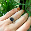Intense Sapphire and Baguette Platinum Engagement Ring