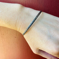 Crisply Engraved Flower Bangle Signed "Sterl-Hedy"