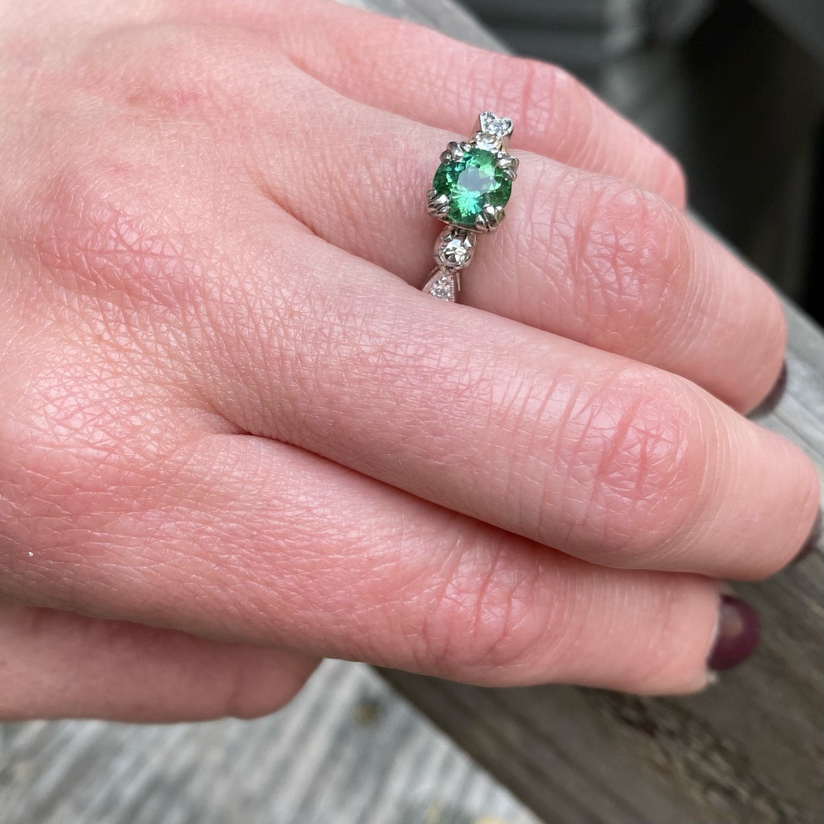 Sweetheart Green Tourmaline Engagement Ring